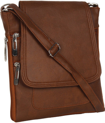 82% OFF on DnS Women Casual Brown Leatherette Sling Bag