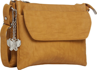 

Butterflies Women Casual Yellow PU Sling Bag