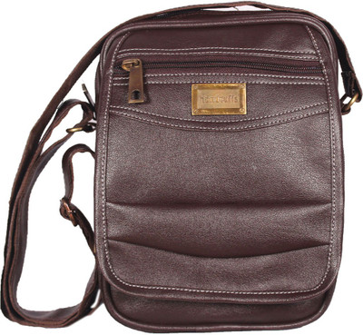 

HANDCUFFS Men Formal Brown Leatherette Sling Bag
