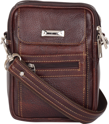 

Blu Whale Men Casual Brown Genuine Leather Sling Bag