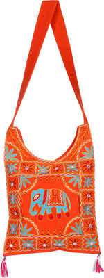 

Rajrang Women Evening/Party Orange Cotton Sling Bag