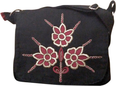 

Fly Angels Women Casual Black Canvas Shoulder Bag