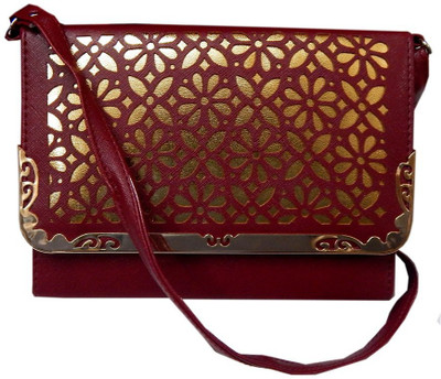 

Navaksha Women Maroon PU Sling Bag