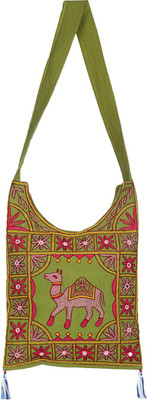 

Rajrang Women Casual Green Cotton Sling Bag