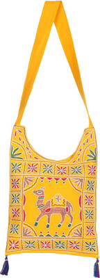 

Rajrang Women Casual Yellow Cotton Sling Bag