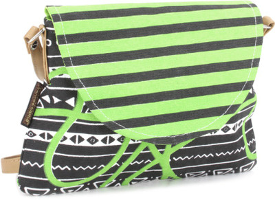 

Kanvas Katha Women Casual Black, Green Canvas Sling Bag