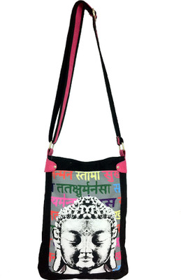 

Carry on Bags Girls Casual Black Canvas Sling Bag