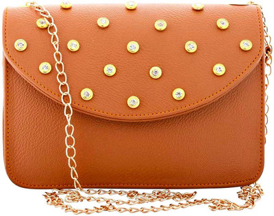 Abrazo Girls Evening/Party Tan PU Sling Bag