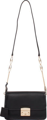 

RI2K Women Black Genuine Leather, Polyester Sling Bag