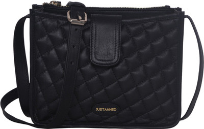 

Justanned Women Casual Black Genuine Leather Sling Bag