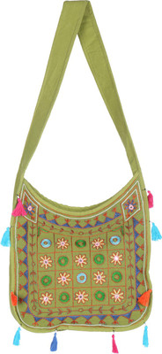

Rajrang Women Casual Green Cotton Sling Bag