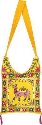 

Rajrang Women Casual Yellow Cotton Sling Bag