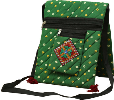 

SAANKHYA Girls Casual Green Cotton Sling Bag