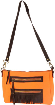 

Mankha Women Evening/Party Orange Canvas Sling Bag