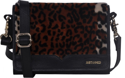 Justanned Women Casual Black Genuine Leather Sling Bag
