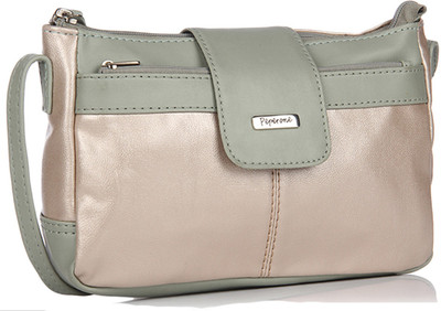 

Peperone Women Casual Grey, Gold PU Sling Bag, Gold;grey