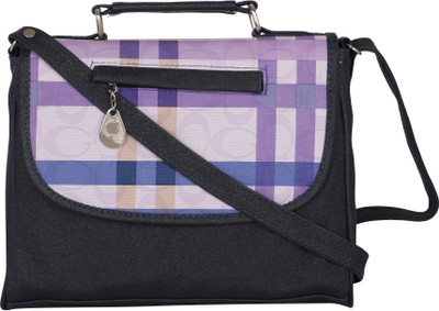 

Felicita Girls Casual Purple, Black PU Sling Bag, Black;purple