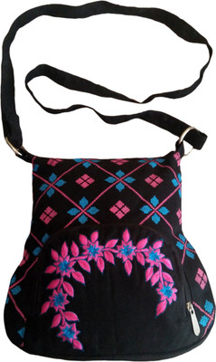 

Fly Angels Women Casual Black Canvas Sling Bag