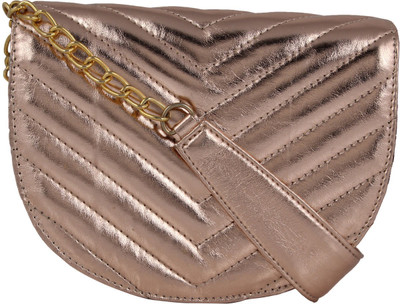

Berrypeckers Women Casual Gold PU Sling Bag