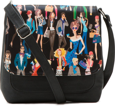 Falah Bag Works Women Casual Black PU Sling Bag