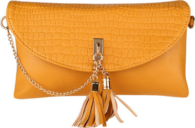 

Lino Perros Women Casual Yellow Leatherette Sling Bag
