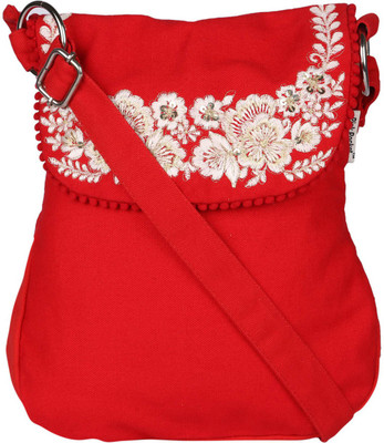 

Pickpocket Women Casual Red Cotton, Canvas Sling Bag