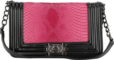 

Bling It On Women Evening/Party Pink, Black PU Sling Bag, Black;pink