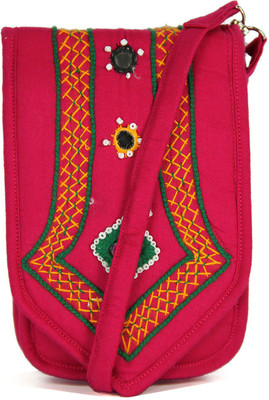 

Womens Cottage Women Casual Pink Cotton Sling Bag
