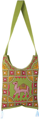 

Rajrang Women Casual Green, Pink Cotton Sling Bag