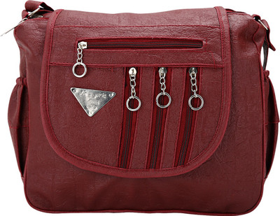 

Sumit Collection Women Casual Maroon PU Sling Bag