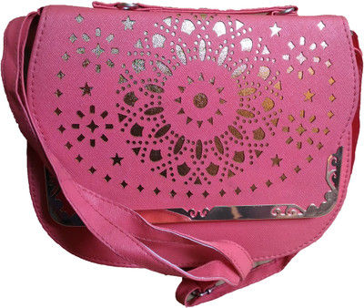 

Rapidcostore Girls Casual Pink PU Sling Bag