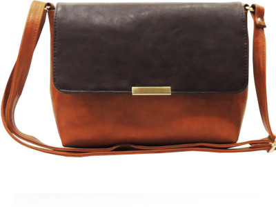 

Madame Exclusive Girls Casual Tan, Brown Leatherette Sling Bag, Brown;tan