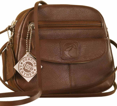 

eZeeBags Women Casual Brown Genuine Leather Sling Bag