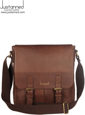 

Justanned Men Casual Brown Genuine Leather Messenger Bag