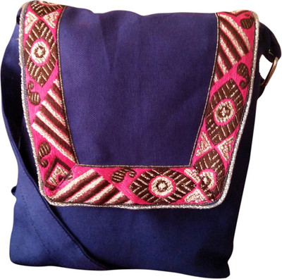 

Fly Angels Women Casual Blue Canvas Shoulder Bag