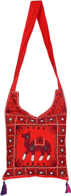 

Rajrang Women Casual Red Cotton Sling Bag