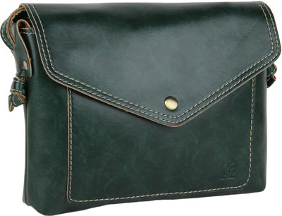 

Lino Perros Women Casual Green Leatherette Sling Bag