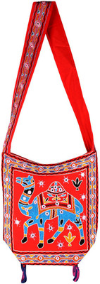 

Rajrang Women Casual Red, Blue Cotton Sling Bag, Blue;red