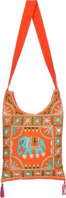 

Rajrang Women Casual Orange Cotton Sling Bag