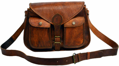 

Craftworld Women Casual Brown Leatherette Sling Bag