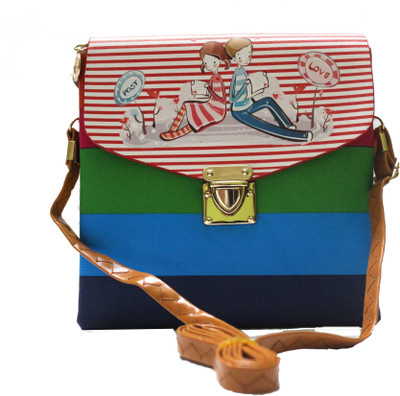 

10thplanetsales Girls Casual Multicolor Rexine Sling Bag