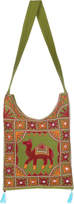 

Rajrang Women Casual Green Cotton Sling Bag