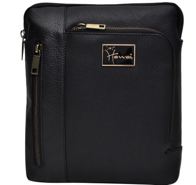 

Hawai Men & Women Formal Black Genuine Leather Sling Bag