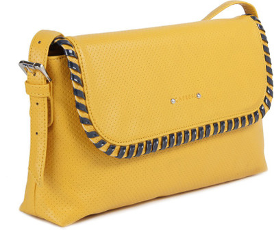 

Caprese Women Casual Yellow Genuine Leather Sling Bag