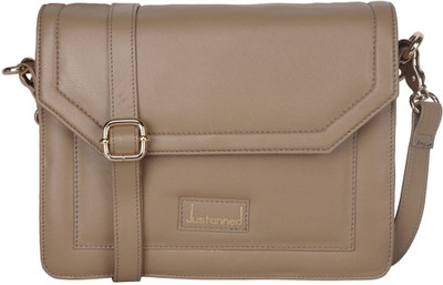 

Justanned Women Formal Beige Genuine Leather Sling Bag
