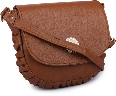

Glasy Girls Casual Brown Genuine Leather Sling Bag
