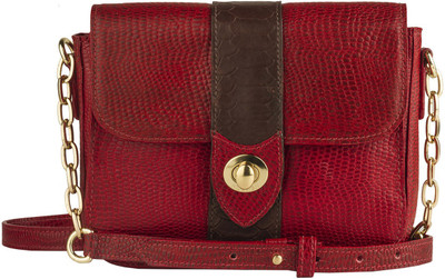 

Hidesign Women Formal Red, Brown Genuine Leather Sling Bag, Brown;red