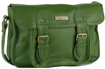 

Peperone Women Casual Green PU Sling Bag