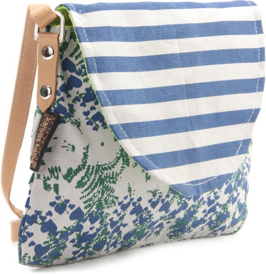 

Kanvas Katha Women Casual Grey, Blue Canvas Sling Bag, Blue;grey