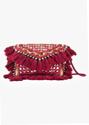 

The Purple Sack Women Evening/Party Maroon Cotton Sling Bag